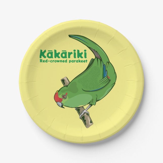 Rotkronenparakeet Kākāriki Pappteller (Vorderseite)