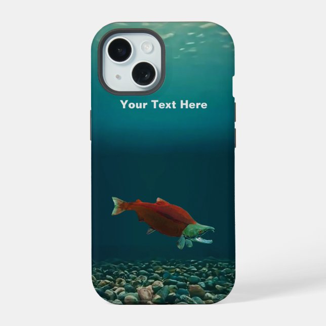Rotlachs iPhone 15 Hülle (Rückseite)