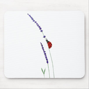 Rotladybug und lila Lavendel Mousepad