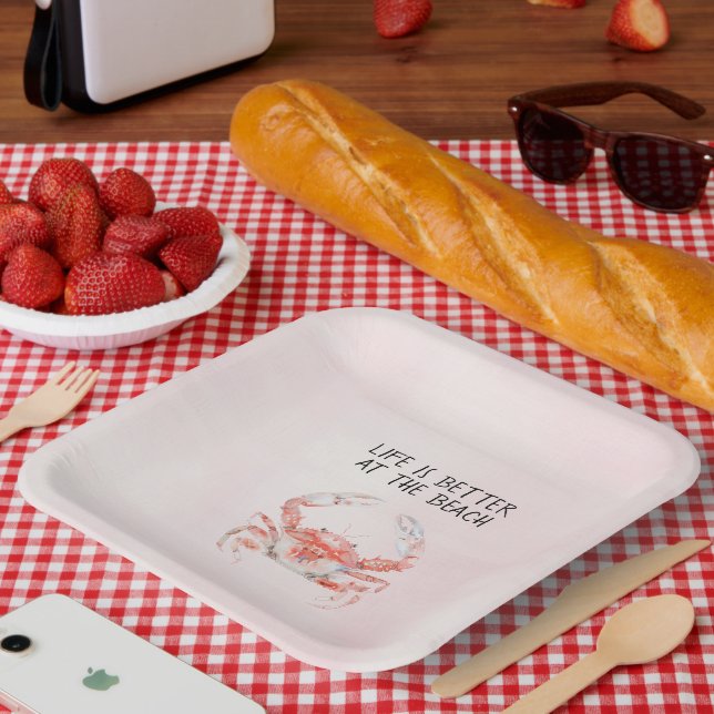 Rötliche Ozeankrabbe Pappteller (Picknick)