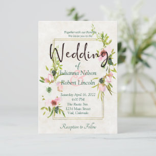 Rötliche und weiße Aquarell-Blumen-Hochzeitseinlad Einladung