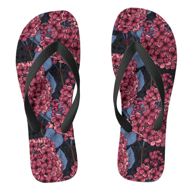 Rotlila auf dunkelblau flip flops (Fußbett)
