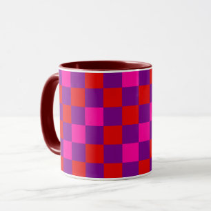 Rotlila Rosa Karomuster Design  Tasse