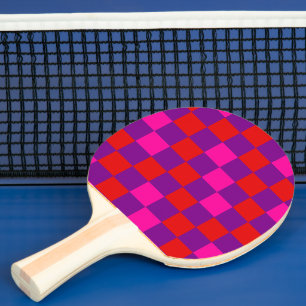 Rotlila Rosa Karomuster Design  Tischtennis Schläger