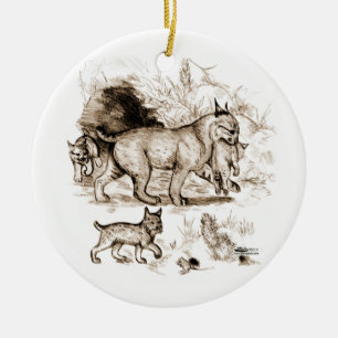 Rotluchs-Familie Keramikornament