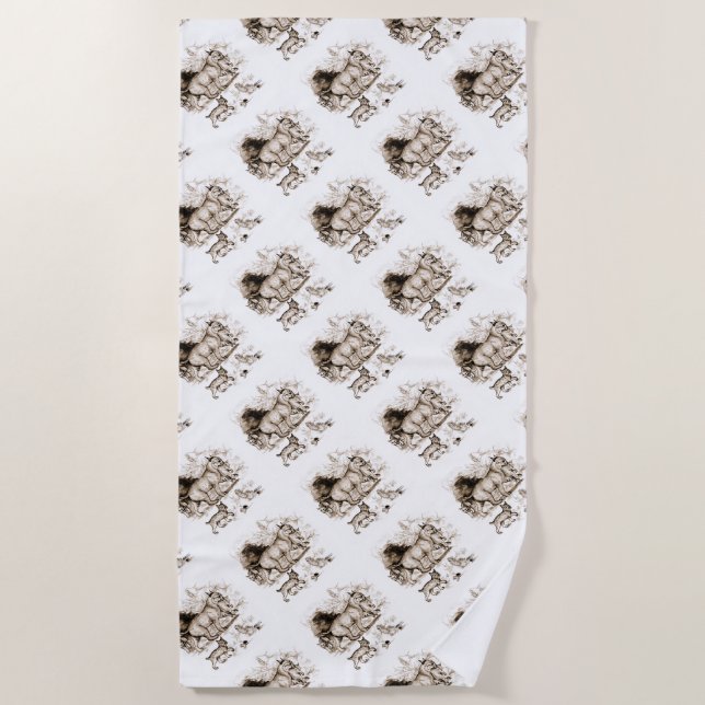 Rotluchs-Familie Strandtuch (Vorderseite)