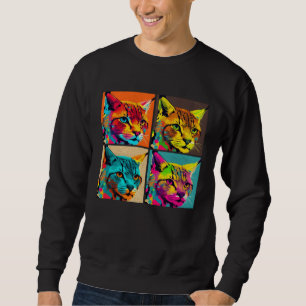 Rotluchs-Pop-Illustration Farbige Tier Frauen Männ Sweatshirt
