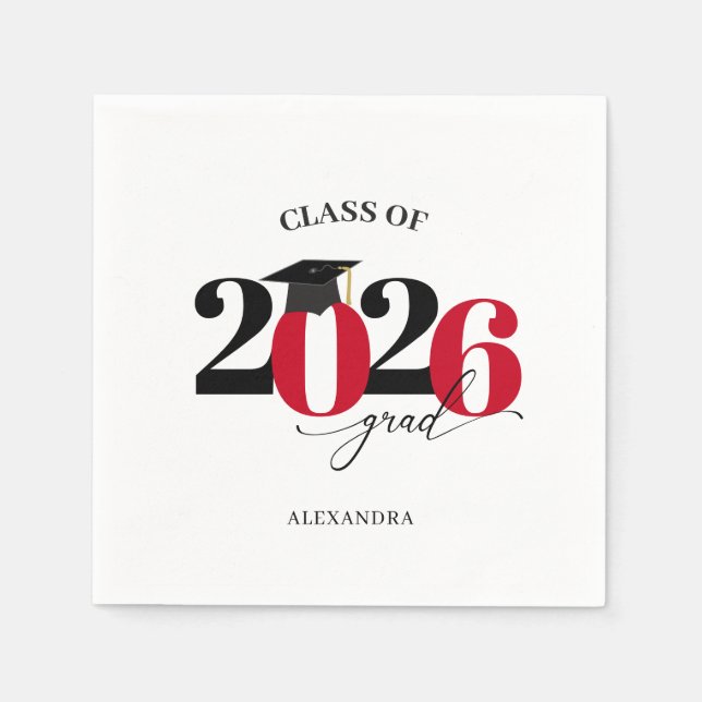 Rotmoderne Typografie-Klasse 2025 Serviette (Vorderseite)