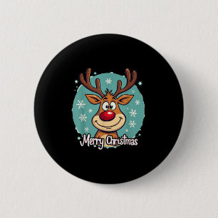 Rotnasen-Rentier Lustiges Frohe Weihnachten Männer Button