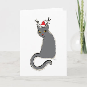 Rotnasige Weihnachtssankt-Katze Feiertagskarte