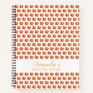 Rotorange Blume Muster Blumenrezeptur Notizbuch