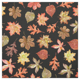 Rotorange goldfarbene Herbstblätter schwarz Stoff