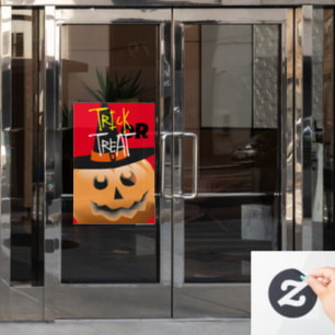 Rotorange schwarz, Kürbishexenhalloween Fensteraufkleber