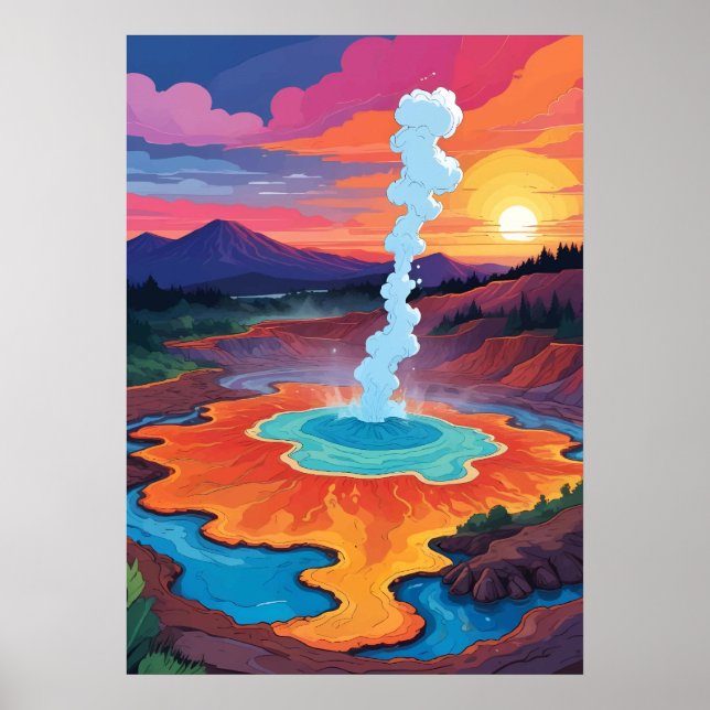 Rotorua Geothermal Landschaft Poster (Vorne)