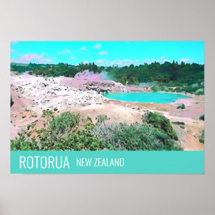Rotorua heiße Quellen Neuseeland Reiseprint Poster