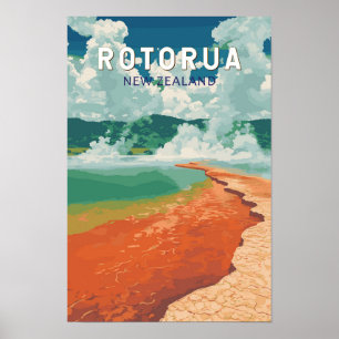 Rotorua Neuseeland Illustration Reise Kunst Retro Poster