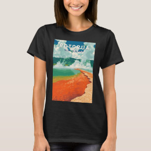 Rotorua Neuseeland Illustration Reise Kunst Retro T-Shirt