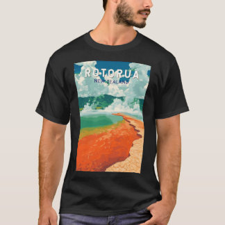 Rotorua Neuseeland Illustration Reise Kunst Retro  T-Shirt