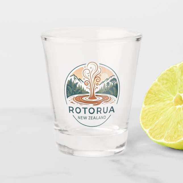Rotorua - Neuseeland Schnapsglas (Vorderseite)