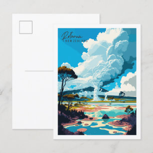 Rotorua Neuseeland vintage Reiseillustration Postkarte