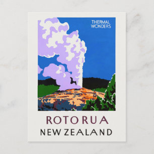 Rotorua New Zealand Vintage Poster der 30er Jahre Postkarte