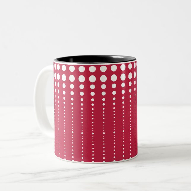 Rotpolka-Punkt, Polka-Punkt, Retro, Polka-Punkt Zweifarbige Tasse (Vorderseite Links)