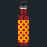 Rotpolka-Punkte auf Gelb Edelstahlflasche<br><div class="desc">Rotpolka-Punkte auf Gelb</div>