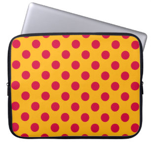 Rotpolka-Punkte auf Gelb Laptopschutzhülle
