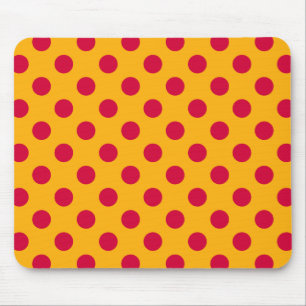 Rotpolka-Punkte auf Gelb Mousepad