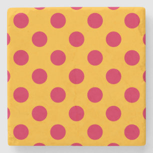 Rotpolka-Punkte auf Gelb Steinuntersetzer