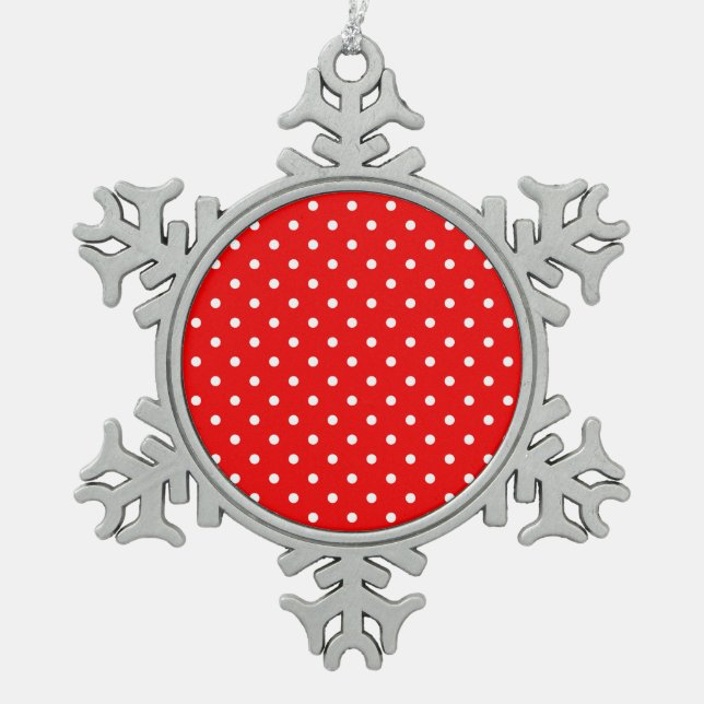 Rotpolster Schneeflocken Zinn-Ornament (Vorderseite)