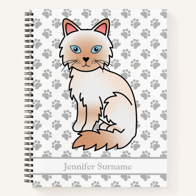 Rotpunkt Birma / Ragdoll-Katze & Benutzerdefiniert Notizbuch (Vorderseite)