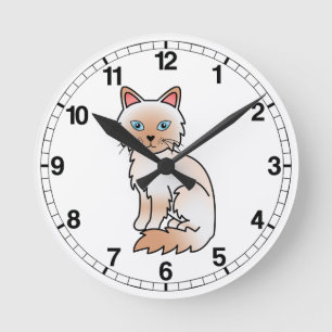 Rotpunkt Birma / Ragdoll-Katze Runde Wanduhr