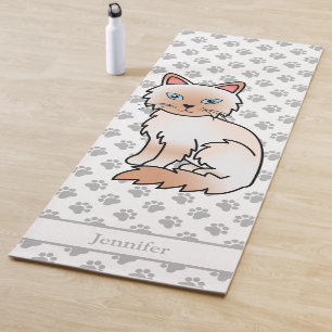 Rotpunkt Birma / Ragdoll mit Pfoten & Namen Yogamatte