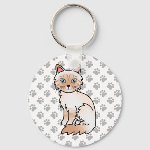Rotpunkt Tabby Birman / Ragdoll Katzenillustration Schlüsselanhänger