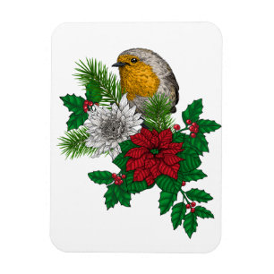 Rotrobin auf Christhmas Dekoration Magnet