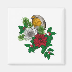 Rotrobin auf Christhmas Dekoration Magnet