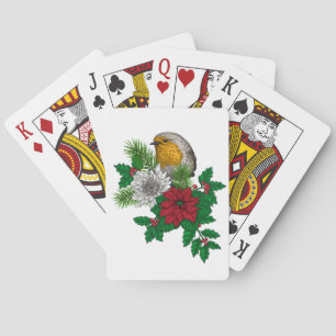 Rotrobin auf Christhmas Dekoration Spielkarten