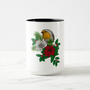 Rotrobin auf Christhmas Dekoration Tasse