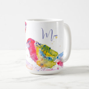 Rotscheck-Rosella-Papagei Papageien Vögel Aquarell Kaffeetasse