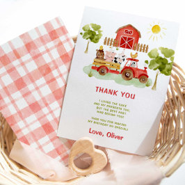 Rotschlepper-Nutztiere Geburtstag vielen Dank Karte