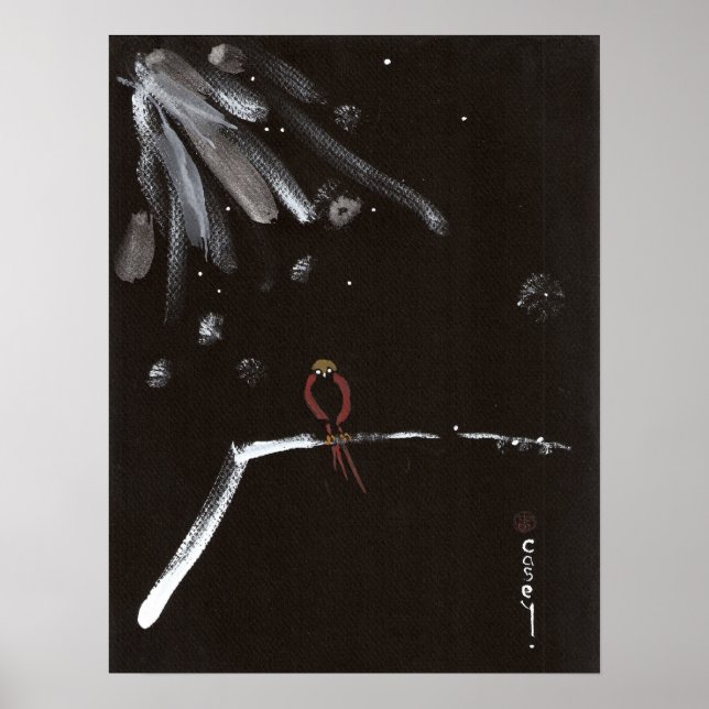 Rotschneebird-Kontemplation-Frühjahr Poster (Vorne)