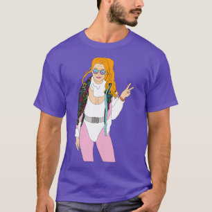 Rotschopf-Ski-Mädchen Vintage-Ski-Anzug Sonnenbril T-Shirt