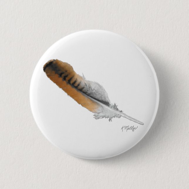 Rotschwanzbussardfeder Button (Vorderseite)