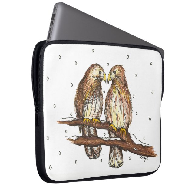 Rotschwanzfalken lieben Vogelschneewitter Laptopschutzhülle (Vorne Rechts)