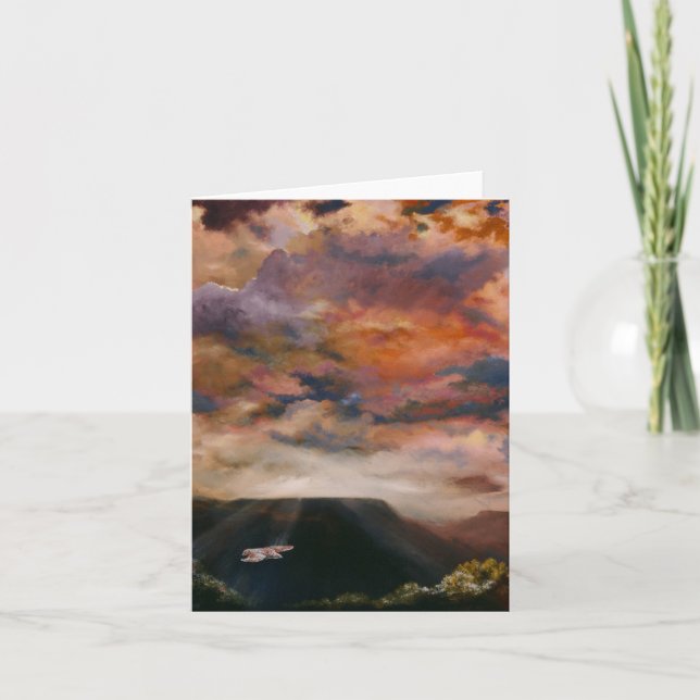 Rotschwanzfalken über der Mesafarbe gefalteter Hin Karte (Vorderseite)