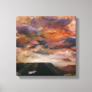 Rotschwanzfalken über Mesas gewickelte Leinwand