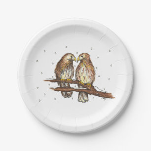 Rotschwanzfalken Weihnachtsvögel in Schnee-Tellern Pappteller