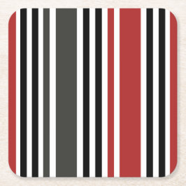 Rotschwarz Graues Muster für vertikale Streifen Rechteckiger Pappuntersetzer