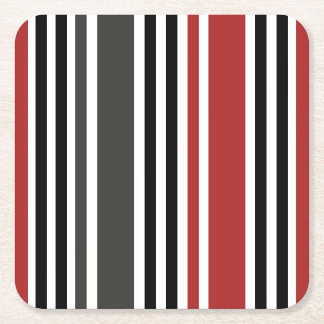 Rotschwarz Graues Muster für vertikale Streifen Rechteckiger Pappuntersetzer (Vorderseite)
